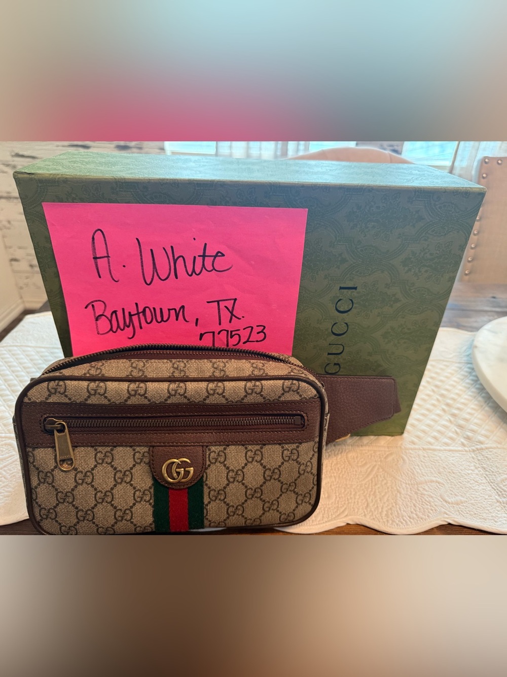 Gucci GG SUPREME WEB OPHIDIA BELT BAG